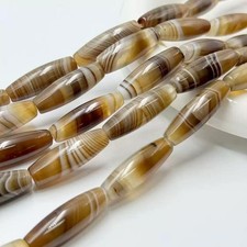 GEM-Inside  Natural Brown Botswana Onyx Agate Stone Semi Precious Rice Olive picture