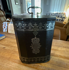 Antique Decorative Storage Box w/ Lid Handle and Ornate Scroll Design picture