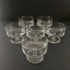 Vintage Footed Glass Dessert Sherbet Dishes Set 6 Clear Coupe Bowls 4