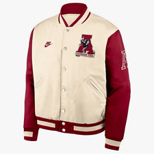 Nike Alabama Crimson Tide Varsity Jacket Snap Front Cream/Crimson picture