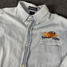 Vintage 90s Tennessee Vols 1998 National Champions Button Up Denim Shirt Large picture