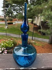 Vintage Blenko 6530 Decanter 11 Inch Turquoise Blue Hand Blown Glass picture