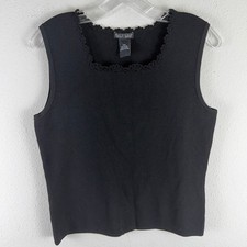 Bay Studio Knit Top PM Black Crochet Trim Officecore Vintage Minimalist y2k picture