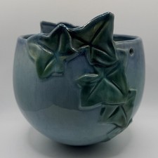 Vintage Roseville Wincraft 267-5 Blue Hanging Basket Planter Art Pottery picture