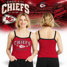 SO HOT Kansas City Chiefs Red Colorblock Sleeveless Tank Top picture