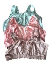 Breezies Soft Support Lace Wirefree Bras 1X Set of 3 Pastel UltimAir Romantic picture