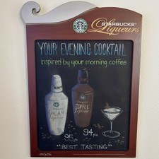 Vintage Starbucks Liqueurs Chalkboard Advertising Sign Rare Coffee Bar Display picture