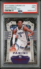 🔥PSA 9 2017 Panini Chronicles De'Aaron Fox #284 Artist Proof-Red RC /249 POP/8 picture