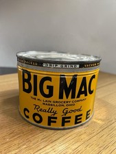Vintage BIG MAC COFFEE Can Tin McLain Grocery Massillon Ohio 1 lb Key Wind Lid picture