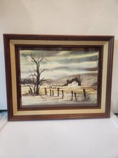 Stunning Framed Watercolor Landscape Painting by Joe Stark Signed picture