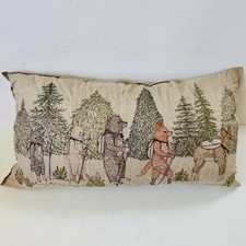 Coral & Tusk Hikers Pillow Embroidered Linen Lumbar 14x26 Bear Fox Deer picture