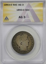 1893-O 50C ANACS AG 3 Barber Silver Half Dollar picture