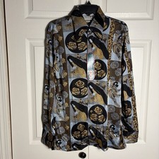 Vintage Huk A Poo Disco Shirt Men l 70s Deadstock Art Nouveau Lady Rose Novelty picture