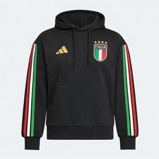 adidas Italy Soccer Sweatshirt Black Red White Green Crest Striped Sleeves picture