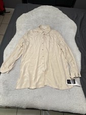 New Josephine Chaus Women’s Taupe Cream Button Down Silk Shirt Size 14 Top NWT picture