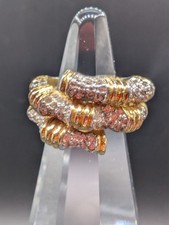 VTG Jomaz Signed Gold Tone Rhinestone Cocktail Ring Statement w/ Size Bridge picture