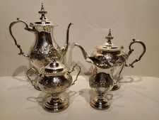 STUNNING Antique Friedman Gorham Silver Plated 4 Piece Tea Set Hand Chased picture