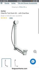 KOHLER K-7213 Clearflo Cable Bath Drain PVC Tube Open Box unused Polished Chrome picture