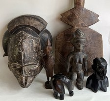 Six (6) Piece African/Tribal/Ethnographic Wood Mask Figures Estate Collector Lot picture