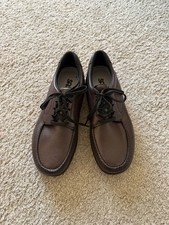 SAS Nola ‘Bout Time Men’s 10.5 Brown Leather Lace-Up Moccasin Casual Shoes picture