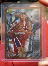 1996-97 Topps Finest Allen Iverson #69 Rookie Card RC Apprentices HOF NM W/ PEEL picture