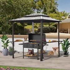 Domi Aluminum Grill BBQ Gazebo 8' x 6' Metal Frame w/Shelves Tables (Grey) picture