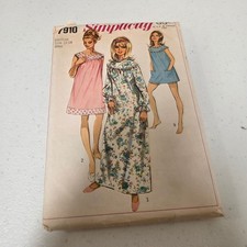 Vintage Simplicity 7910 Sewing Pattern Misses Nightgown Bloomers Size Med 12-14 picture