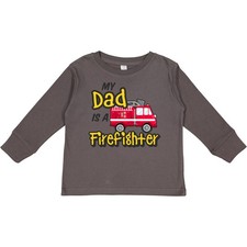 Inktastic My Dad Is A Firefighter With Fire Truck Toddler Long Sleeve T-Shirt picture