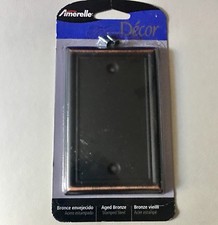 Centrury Aged Bronze Steel Single Blank Wallplate Wall Plate - Amerelle 163BDB  picture