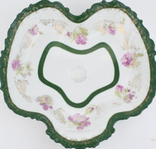 Royal Austria Nut Bowl Yellow Pink Rose Teal Emerald Green Oscar & Edgar Gutherz picture