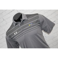 Under Armour Polo Men Large Gray SEC ESPN Network HeatGear Loose Fit Striped picture