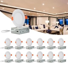 12 Pack 4 Inch 10W 5CCT Ultra-Thin LED Recessed Ceiling Light with Junction Box picture