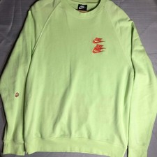 Nike World Tour French Terry Crewneck Sweatshirt Size L Lime Green Streetwear picture