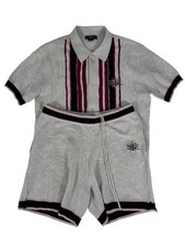 Twenty Montreal Ecru Beige Two-Piece Short Sleeve Polo Drawstring ShortS Men's L picture