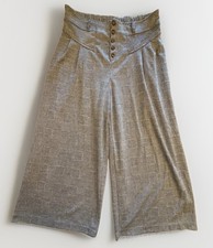 VTG Maeve Anthropologie Wide Leg Glen Plaid Pants Womens Large Gray High Waist picture