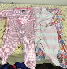 Baby Girl 0-3M Footed Pajamas Sleepers Lot Carter’s Wonder Nation 3 Piece picture