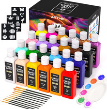 24 Colors Fabric Paint (60Ml/2Oz), Permanent Soft Fabric Paint Set with 10 Brush picture
