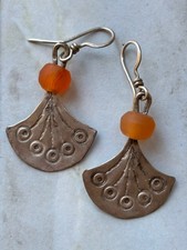 Beautiful rare handmade Cornish silversmith Guy Royle Silver Carnelian earrings picture