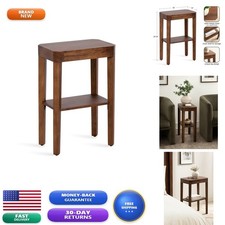 Kate and Laurel Talcott Side Table 16x10x25 Walnut Brown Two-Tier End Table picture