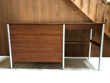 Vintage MCM Eames / George Nelson Style Steel Frame Walnut Desk picture
