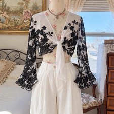White Black Nina Leonard Crop tops L picture
