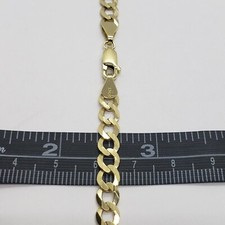 10K Yellow Gold Solid Cuban Link Chain Curb Necklace Bracelet 6mm Width 7
