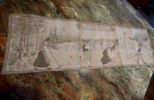 Scandinavian Swedish Folk Art Harvest Scene Tapestry Wall Decor Runner 47x14