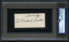 Colonel Harland Sanders signed autograph 1.5x3 Founder KFC Cut PSA Slabbed picture