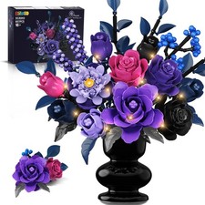 HiWEEGO Flowers Bouquet Building Set with LED Light - 17 Artificial Flowers T... picture