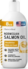 Chew Heal Norwegian Salmon Oil Dogs Cats 8 oz Pure Omega 3 6 9 Skin Coat Allergy picture