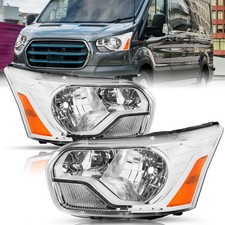 For 2015-2023 Ford Transit 150 250 350 Halogen Chrome Headlights Lamp Left+Right picture