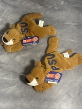 Two Vintage Psu Knitted Lion Beanbag Plush Toys picture