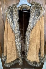 Vintage Y2K Wilsons XL Pelle Leather Suede Pennylane Fur Trim Lined Coat picture