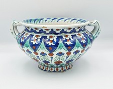 ANTIQUE CANTAGALLI MAIOLICA IZNIK STYLE TWO-HANDLED BOWL c1900 picture